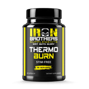 Iron Brothers Stimulant-Free Fat Burner bottle closeup for metabolism support.