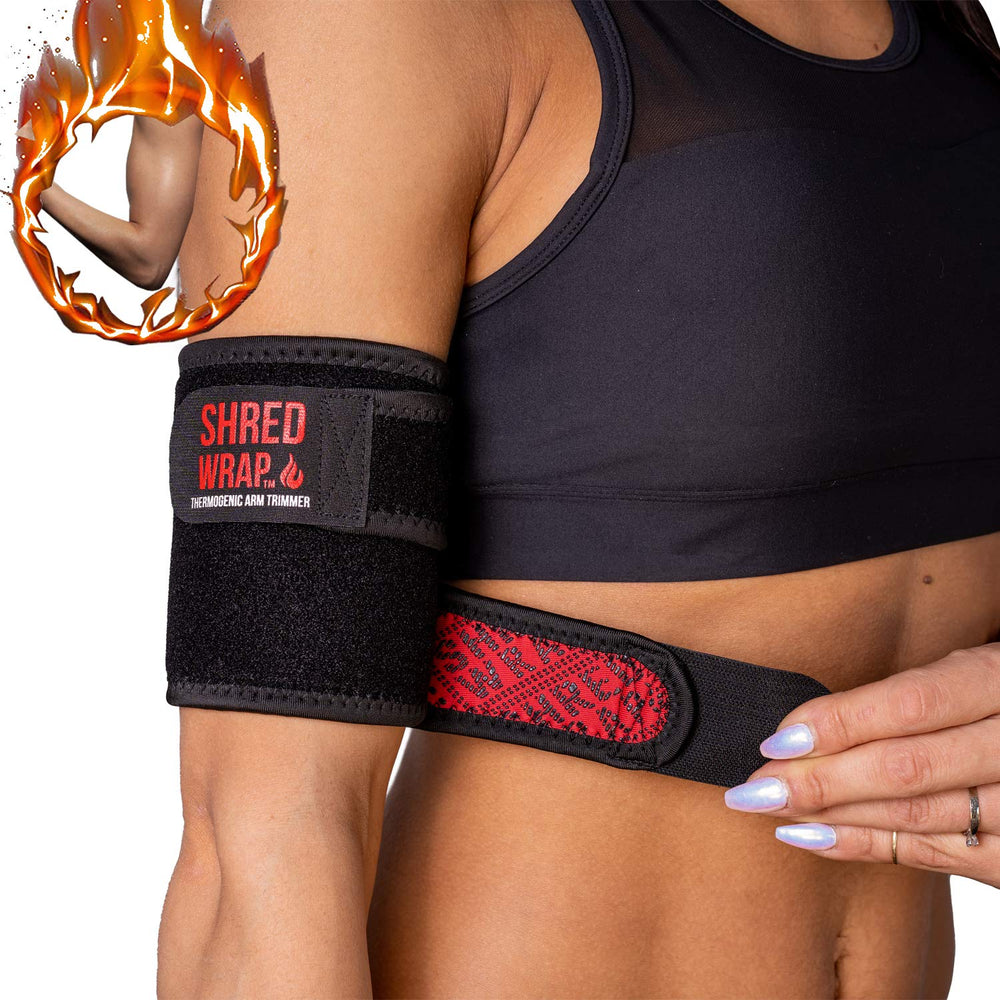 Iron Bull Strength Shred Wraps arm closeup shows premium neoprene for targeted toning.
