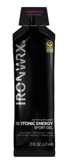 IRONWRX Raspberry gels ready in race-day setup for steady energy without slowing