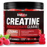Irotahe Creatine Monohydrate Gummies bottle on gym mat, supporting daily strength goals.