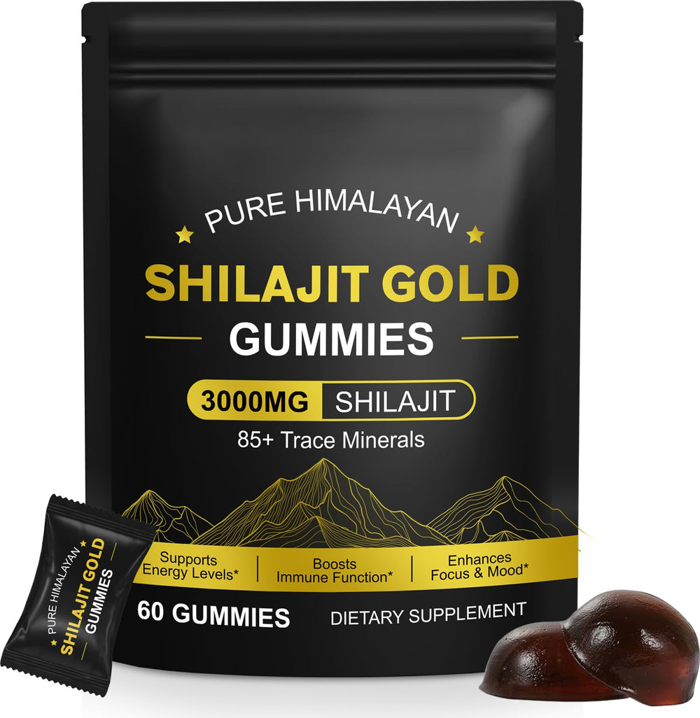IRSRDOQU Shilajit Gummies bottle closeup promotes natural energy.