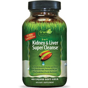 Irwin Naturals 2-in-1 kidney and liver softgels bottle supports a short-term cleanse plan