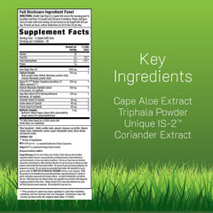 Irwin Naturals Aloe Triphala softgels close-up showing easy-to-swallow capsules