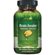 Irwin Naturals Brain Awake bottle on desk signaling focus potential