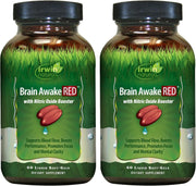 Irwin Naturals Brain Awake RED bottle, focused daytime energy support.