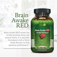 L-Citrulline to Nitric Oxide pathway diagram with Brain Awake RED.