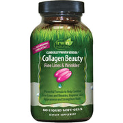 Irwin Naturals Collagen Beauty bottle with softgels supports skin hydration and nail strength.