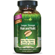 Irwin Naturals Longer, Stronger Hair and Nails bottle shown for daily nourishment