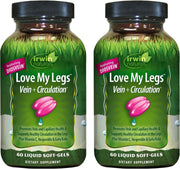 Irwin Naturals Love My Legs bottle front promoting leg vein health and circulation