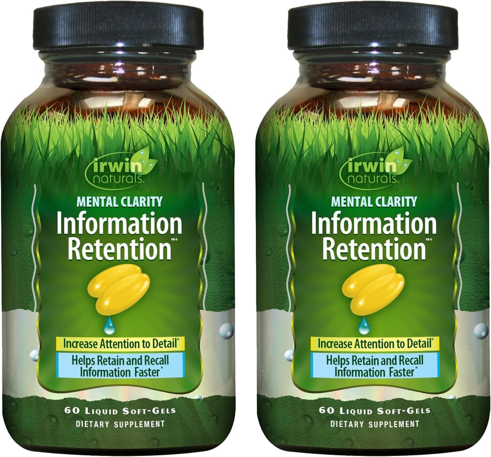 Irwin Naturals Mental Clarity Information Retention bottle pour for clearer focus during tasks