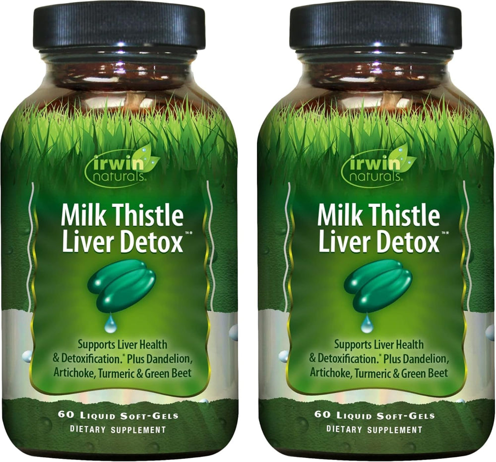 Irwin Naturals Milk Thistle Liver Detox bottle front showing brand and product name for liver support