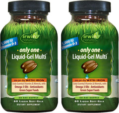 Irwin Naturals Only One bottle with iron for daily nutrition.