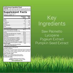 Irwin Naturals Prosta-Strong bottle back shows ingredient panel for transparency
