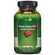 Irwin Naturals Prosta-Strong RED bottle cap close-up highlighting the label.