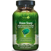 Irwin Naturals Vision Sharp bottle displaying the complete eye health formula for daily use