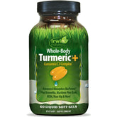 Irwin Naturals Whole-Body Turmeric+ bottle highlights antioxidant support and ease of daily use.