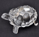 IS4A clear crystal turtle on a living room shelf promotes peace and prosperity.