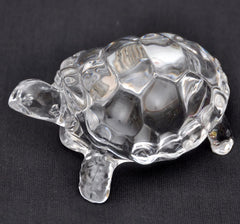 IS4A clear crystal turtle on a living room shelf promotes peace and prosperity.