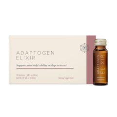 Isagenix Adaptogen Elixir bottle and pour for on-the-go focus.