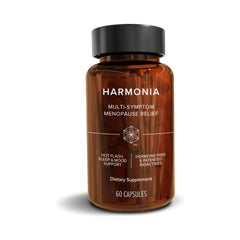 Isagenix Harmonia bottle closeup highlighting convenient capsule design for menopause support.