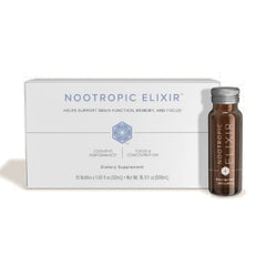 Isagenix Nootropic Elixir bottle with focus support label