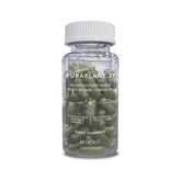 Isagenix PuraPlant21 bottle on a kitchen counter for daily plant-based nutrition.