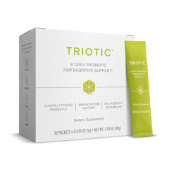 Isagenix Triotic packaging close-up for on-the-go probiotic convenience