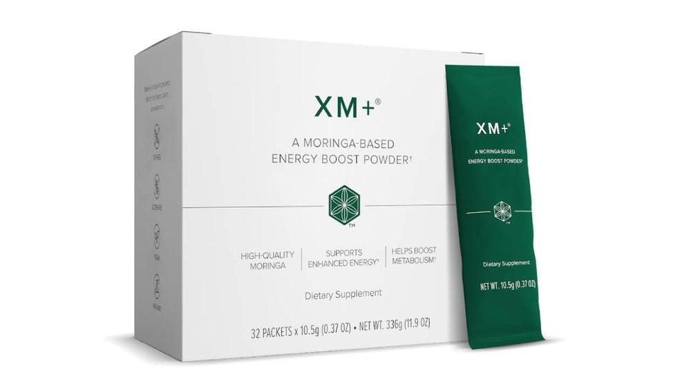 Isagenix XM+ individual-serving packets for convenient on-the-go energy support
