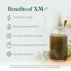Isagenix XM+ natural energy powder emphasizing a low-calorie option