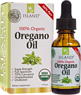 Island Nutrition oregano oil bottle with undiluted oil for versatile immune support.