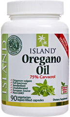 Island Nutrition oregano oil capsules 90-count bottle ready for daily use