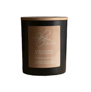 Isle of Skye Large Sandalwood & Patchouli candle in beige jar for cozy ambiance
