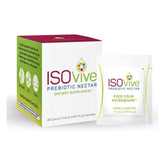 ISOVive bottle with label highlights natural fermentation and daily fiber support.
