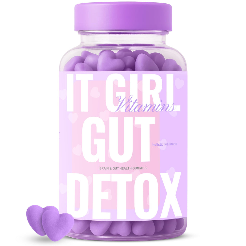 It Girl Detox Gummies bottle front with wild berries flavor for daily gut support.