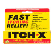 Itch-X fast-acting gel pack of 4 tubes, front view, for quick itch relief.