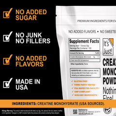 It's Just! creatine scoop measures a precise 5g serving for performance