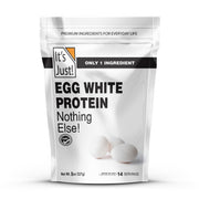It's Just! Egg White Protein Powder bag highlights convenient protein for smoothies.