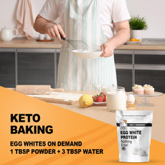 It's Just! Egg White Protein Powder mixing glass for quick shake prep.