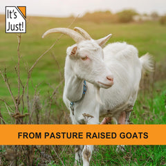 Its Just! Goat Whey Protein pouring into shaker, quick post-workout mix.