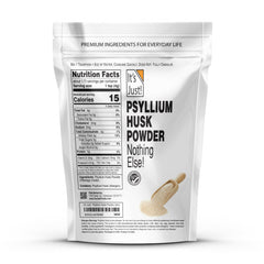 Its Just! psyllium husk powder being scooped into a bowl for mixing