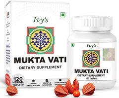 Ivy's Mukta Vati tablets close-up showing herbal blend for daily wellness