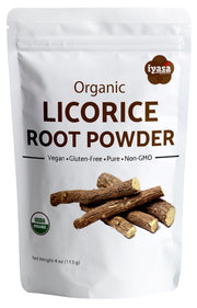 Iyasa Holistics licorice root powder packaging shows premium organic quality
