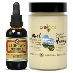 J. CROW'S Lugol's Iodine Organic bottle for everyday use and natural care.