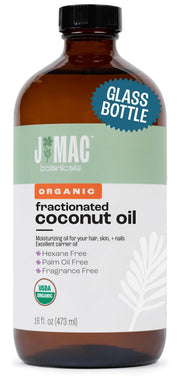 J Mac Botanicals fractionated coconut oil bottle for aromatherapy and skin care