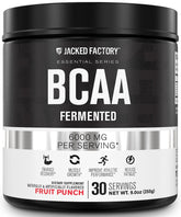 Jacked Factory BCAA fermented tub front, supports post-workout recovery.
