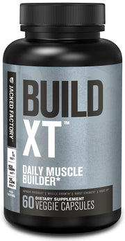 Jacked Factory Build-XT bottle on a clean surface signaling endurance support