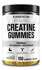 Jacked Factory Creatine Gummies bottle front showing lemon flavor for daily gym fueling