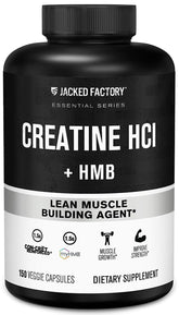 Jacked Factory Creatine HCL + HMB capsules bottle highlighting high-potency formula for workouts.