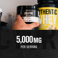 Creatine Monohydrate powder mixed in liquid for easy stacking with pre-workouts or BCAAs.