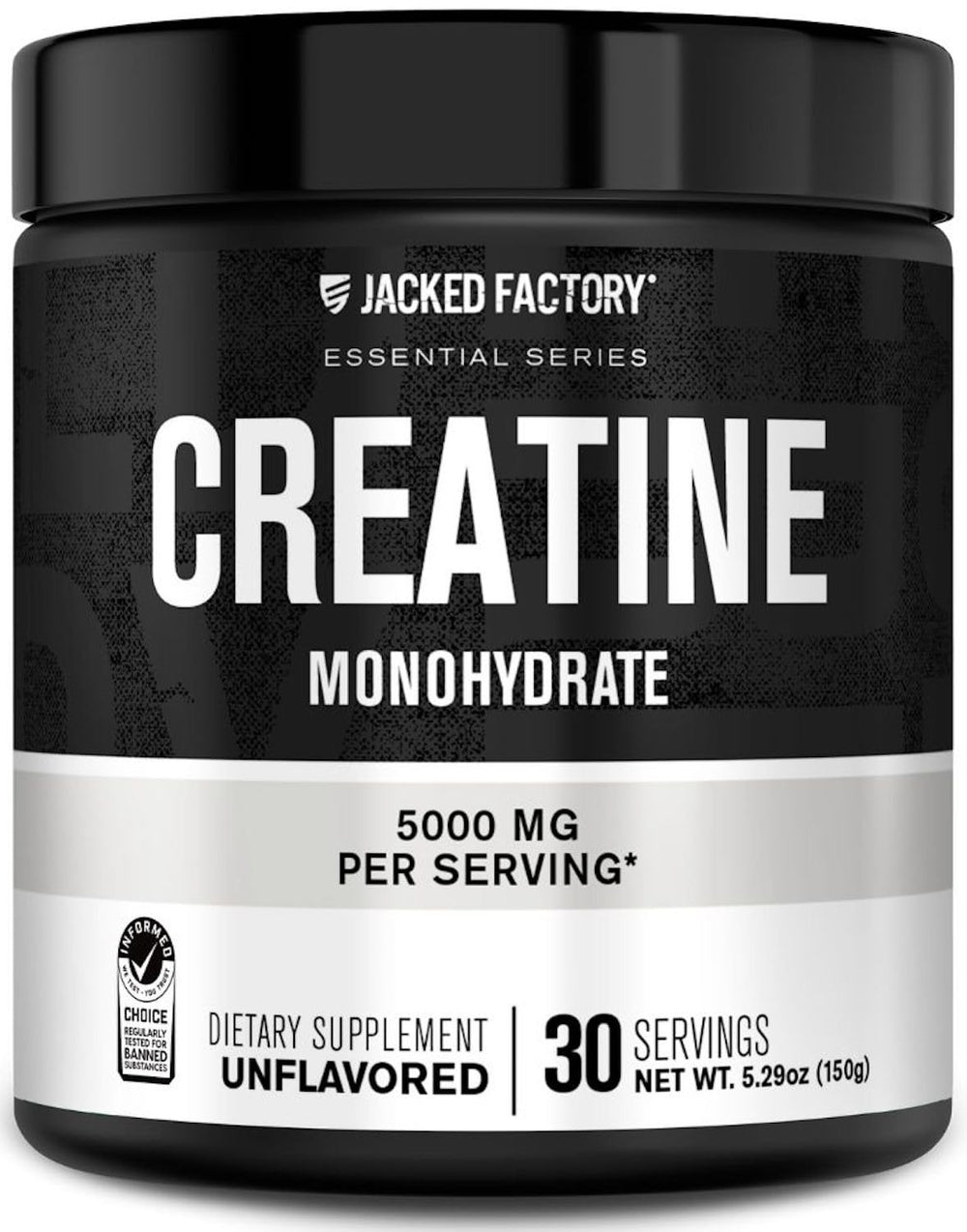 Jacked Factory Creatine Monohydrate powder with scoop for daily performance use.
